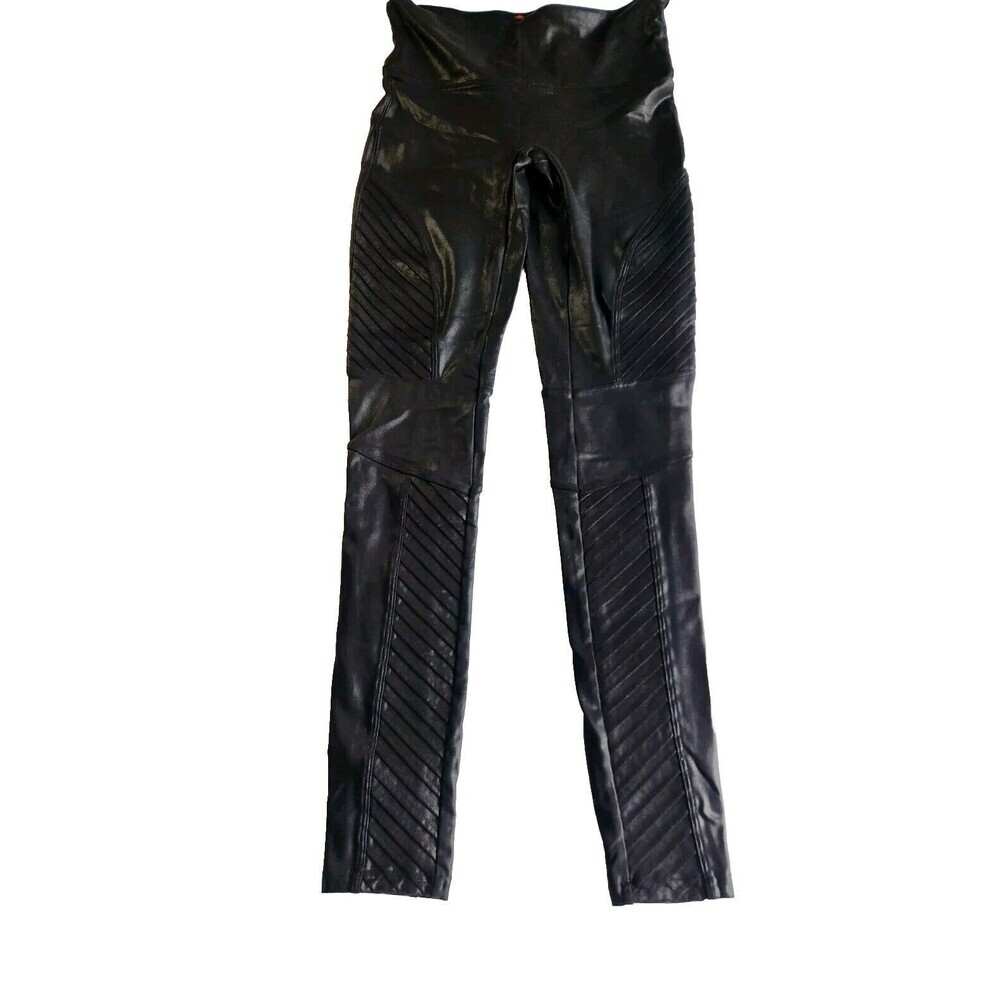 SPANX Leggings Women's Sz S Black Faux Leather High Waist Stretch